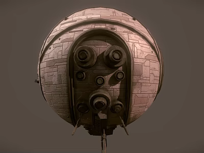 Spherical Industrial Machinery With Textured Surface And Multiple Circular Components 3d model
