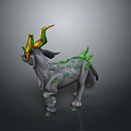 Fantasy Mythical Creature With Green Orange Horns And Spotted Body 3D Model Design
