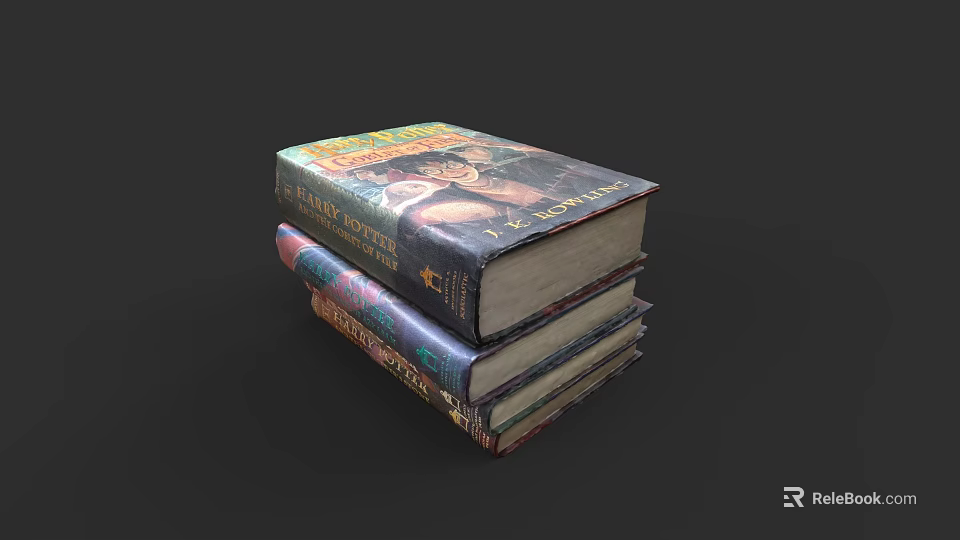 Stack Of Vintage Books With Colorful Covers And Classic Design 3d model 