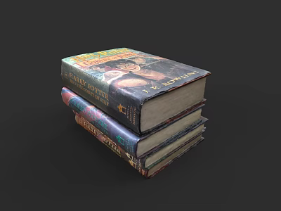 Stack Of Vintage Books With Colorful Covers And Classic Design 3d model