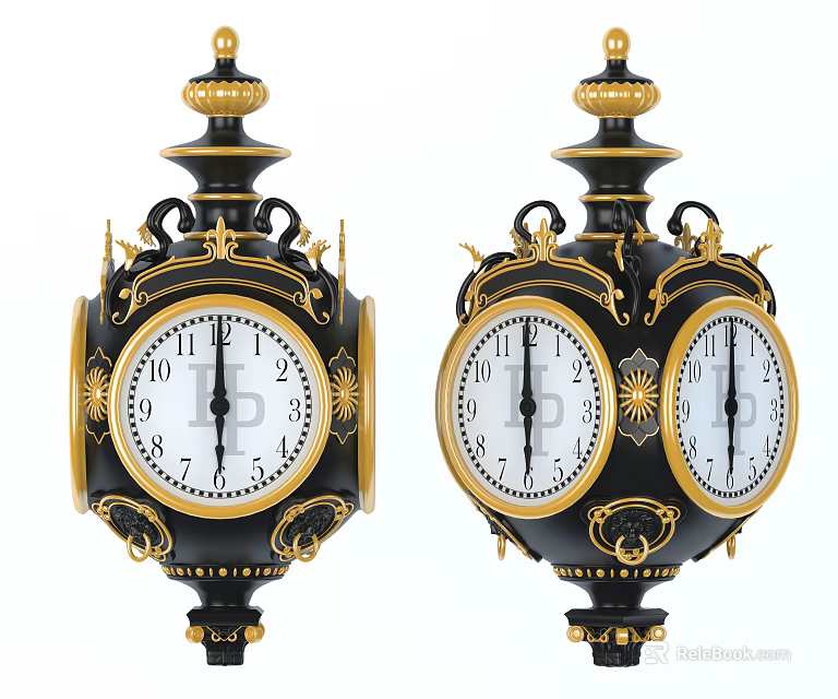 Vintage Black And Gold Decorative Musical Instruments And Art Supplies Collection 3d model 