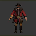 Classic Western Style Daily Life Supplies Featuring Cowboy Hat Coat Belt Boots And Pouch