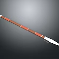 Traditional Spear with Wooden Handle Red Decorative Bands White Tip and Sharp Silver Blade