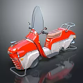 Red and Silver Modern Scooter With Windshield Leather Seat And Metal Footrest