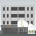 Modern Multi Story Building Exterior With Garage And EV Charging Station