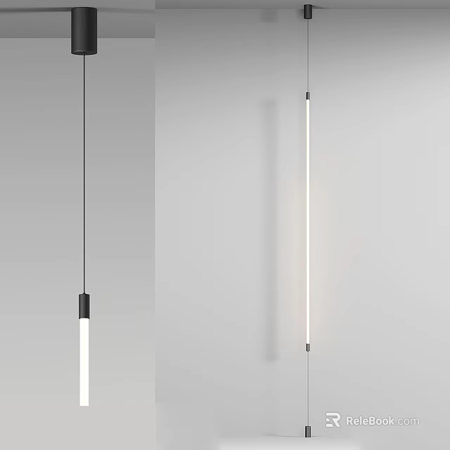 Modern Slim Floor Lamp With LED White Light And Black Metal Frame Design 3d model 