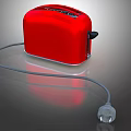 Shiny Red Toaster Kitchen Appliance With Power Cord And Modern Design