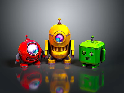 Cartoon Robot Low Polygon Colorful Design Game Asset Simple Style Mobile Game Robot Robot Assistant Small Robot 3d model