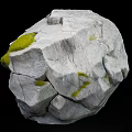 Natural Gray Rock Surface With Green Moss And Textured Cracks