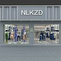 Modern Clothing Store Interior with Jeans Tops Display Racks and Mannequins