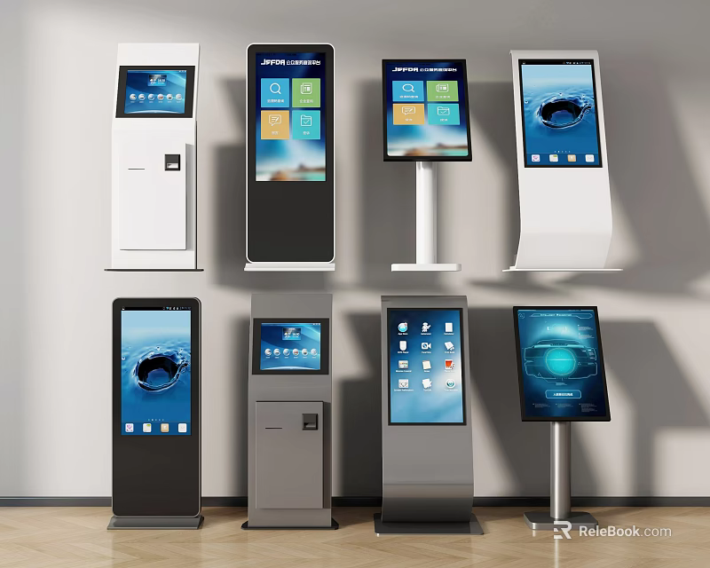 Public Facilities Interactive Touchscreen Self Service Kiosks With Modern Designs For Public Use 3d model 