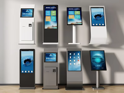 Public Facilities Interactive Touchscreen Self Service Kiosks With Modern Designs For Public Use 3d model