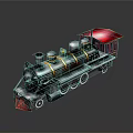 Vintage Steam Train Model With Red Roof Black Body And Gold Accents