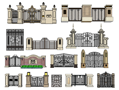 European-style iron gate 3d model