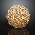 Golden Hollow Decorative Ornament Set with Interlaced Structure Modern Metallic Home Decor Piece