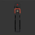 Red And Black Pistol With Suppressor Rail Grip And Tactical Sight
