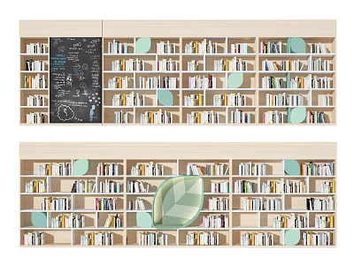 Bookcase Bookshelf Children's Bookcase Modeling Cabinet Books Blackboard Painting Book Cabinet 3d model