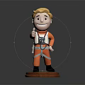 3D Model Golden Haired Cartoon Game Movie Character In Orange Outfit Giving Thumbs Up