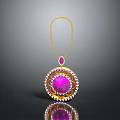 Luxury Pendant With Pink Gemstone Gold Frame And Diamond Accents