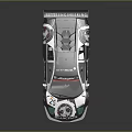 Black and White Racing Car with Rear Wing Blancpain Logo and Number 23