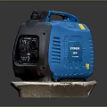 HYUNDAI Blue Portable Generator Placed On Cardboard With Dark Background