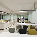 Modern Canteen Space With Buffet Tables And Chairs 3d model