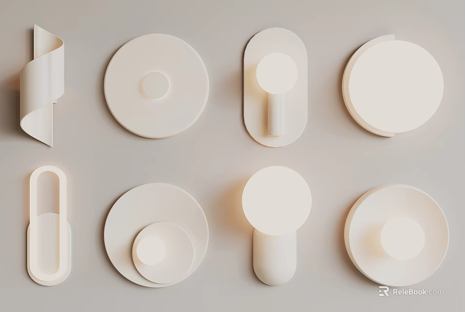 Modern White Wall Lamps With Different Stylish Designs For Interior Decor 3d model 