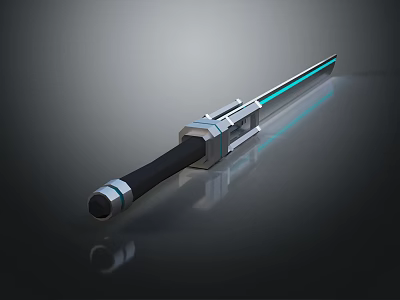 Sci Fi Energy Weapon With Black Hilt Silver Components And Blue Glowing Blade 3d model