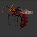 Fierce Fiery Fantasy Game Character with Red Yellow Wings Multiple Legs and Spiked Head