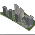 Modern High Rise Residential Complex With Green Areas And Road Layout