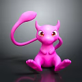 Pink Fantasy Game Character With Horns Long Tail And Red Eyes Sitting Pose 3D Render