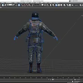 Detailed Game and Movie Military Character Wearing Green Uniform Helmet and Tactical Gear