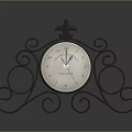 Vintage Mantel Clock With Iron Scrollwork Base White Dial Black Numerals And Decorative Finial 3d model