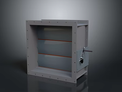 Industrial Ventilation Damper With Square Frame Multiple Blades And Handle 3d model
