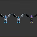 Winged Horse Fantasy Figures In Blue White Black And Purple Colors