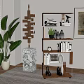 Modern bookshelf rotating bookshelf device 3d model