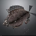 Vintage Cosmic Spaceship With Fish Shaped Design Metallic Parts And Propeller