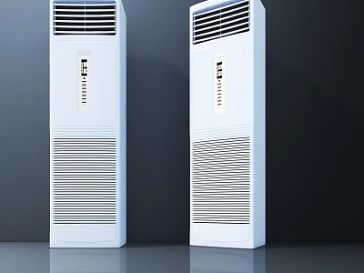 Two White Standing Air Conditioner Fans With Modern Design For Indoor Use 3d model