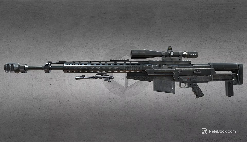 Sniper Rifle with High Power Scope Tactical Magazine and Durable Metal Body for Precision Shooting 3d model 