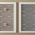 White Ceiling Panels Design With Horizontal Stripes And Grille Features 3d model