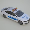 White Driving Test Functional Vehicle With Roof Warning Light And Blue Markings