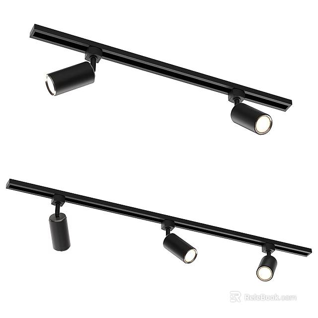 Black Track Lights With Adjustable Heads For Modern Home Lighting Fixture 3d model 