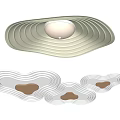 Modern Wavy White Ceiling Lights With Layered Cloud Like Design 3d model