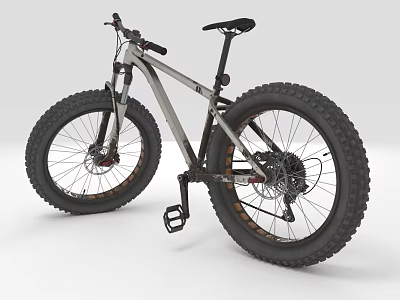 Fat Tire Bicycle With Oversized Tires Metallic Frame And Suspension Fork 3d model