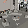 Modern sofa coffee table combination home 3d model
