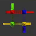 Colorful Children's Playground Structure With Multi Colored Conical Tops Slides And Climbing Elements