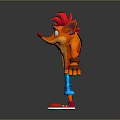 Cartoon Character With Orange Fur Red Hair Blue Pants Red Shoes Brown Gloves And Outstretched Arms