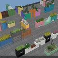 Colorful Outdoor Garden Planters With Varied Shapes And Diverse Plants Decoration