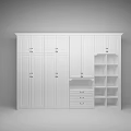 Technology Exhibition Hall Showcases White Wardrobe With Multiple Doors Drawers And Open Shelves