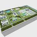 Sand Table Model of Modern Campus Layout Featuring Buildings Green Areas and Roads